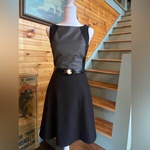 Elegant vintage style 50s and 60s  Black and Gray Sleeveless Dress